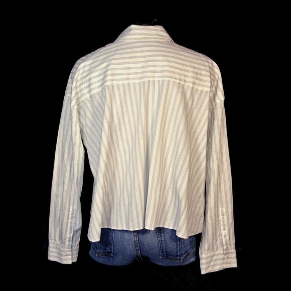 James Perse Striped Relaxed Blouse, Cropped, Boxy - Picture 6 of 13